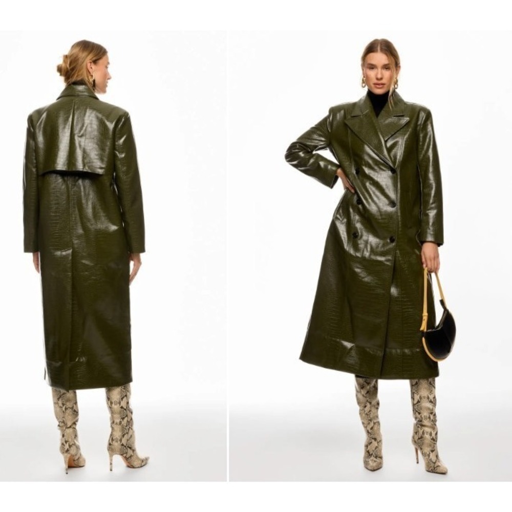 Ronny Kobo Faux Leather Croc Embossed Trench‎ Coat